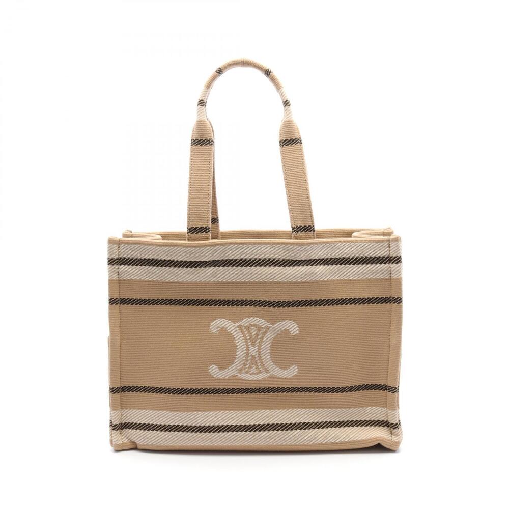 Celine Cabas Thais Tote Bag Canvas Beige Ivory White Black